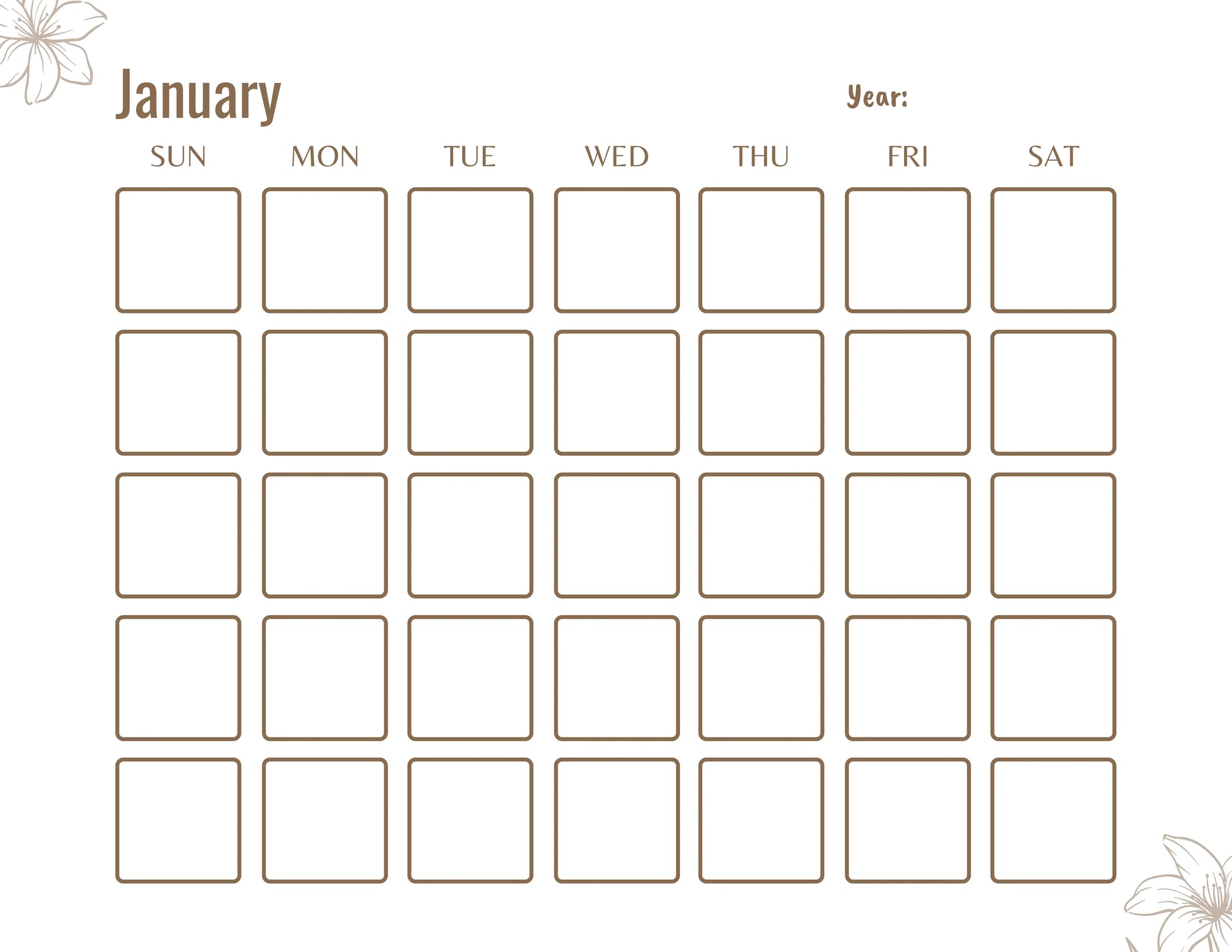 Blank Monthly Calendar KDP Planner - CraftNest - Digital Crafting and Art