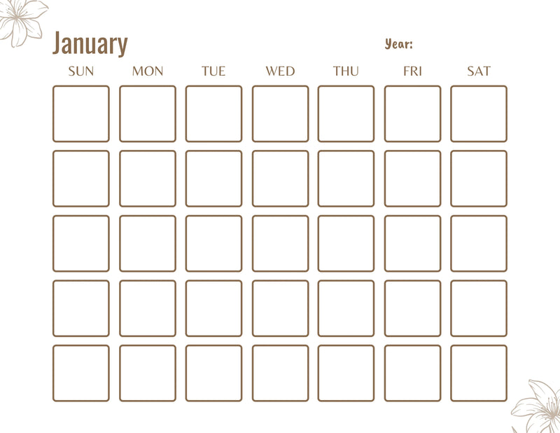 Blank Monthly Calendar KDP Planner - CraftNest - Digital Crafting and Art