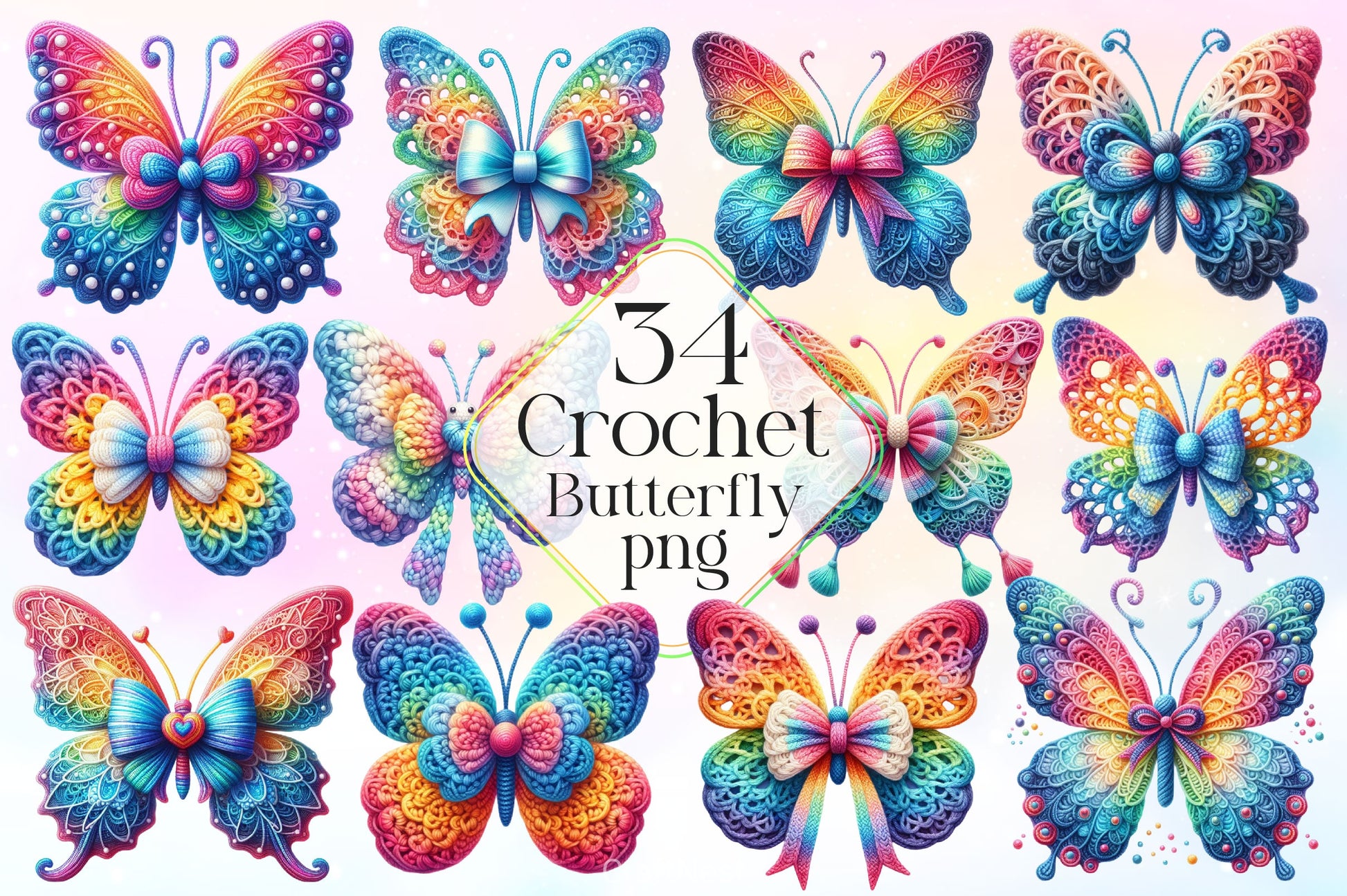 Crochet Butterfly Clipart Bundle 3 - CraftNest - Digital Crafting and Art