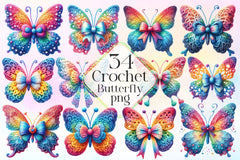 Crochet Butterfly Clipart Bundle 3 - CraftNest - Digital Crafting and Art