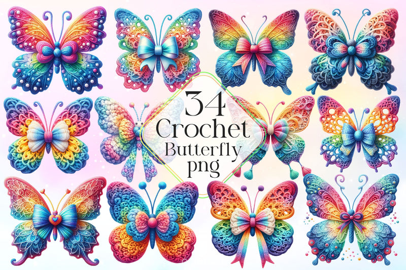 Crochet Butterfly Clipart Bundle 3 - CraftNest - Digital Crafting and Art