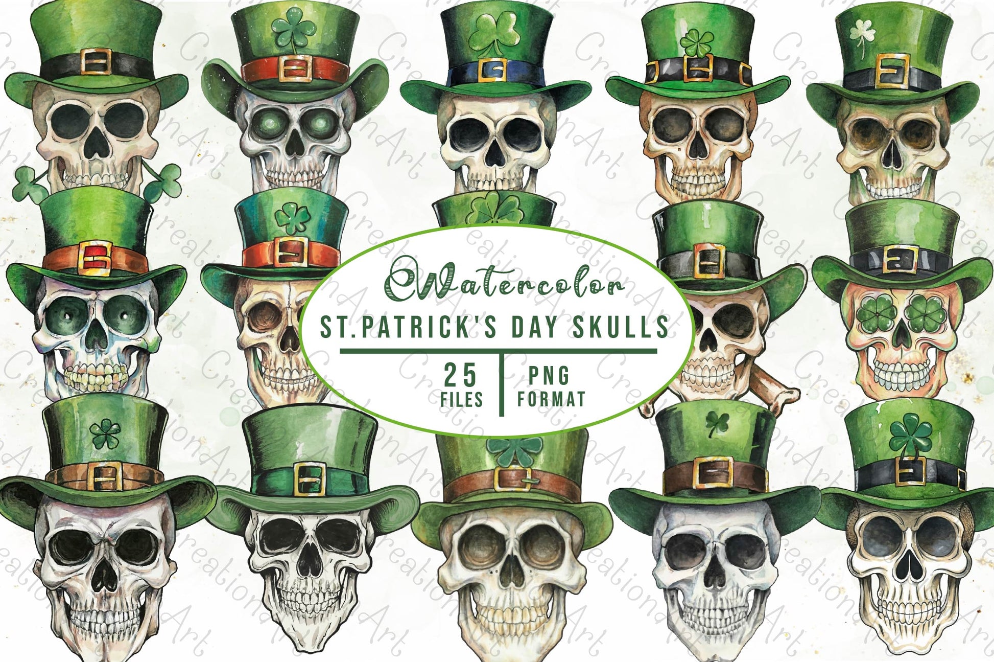St Patricks Day Skulls Clipart Bundle - CraftNest - Digital Crafting and Art