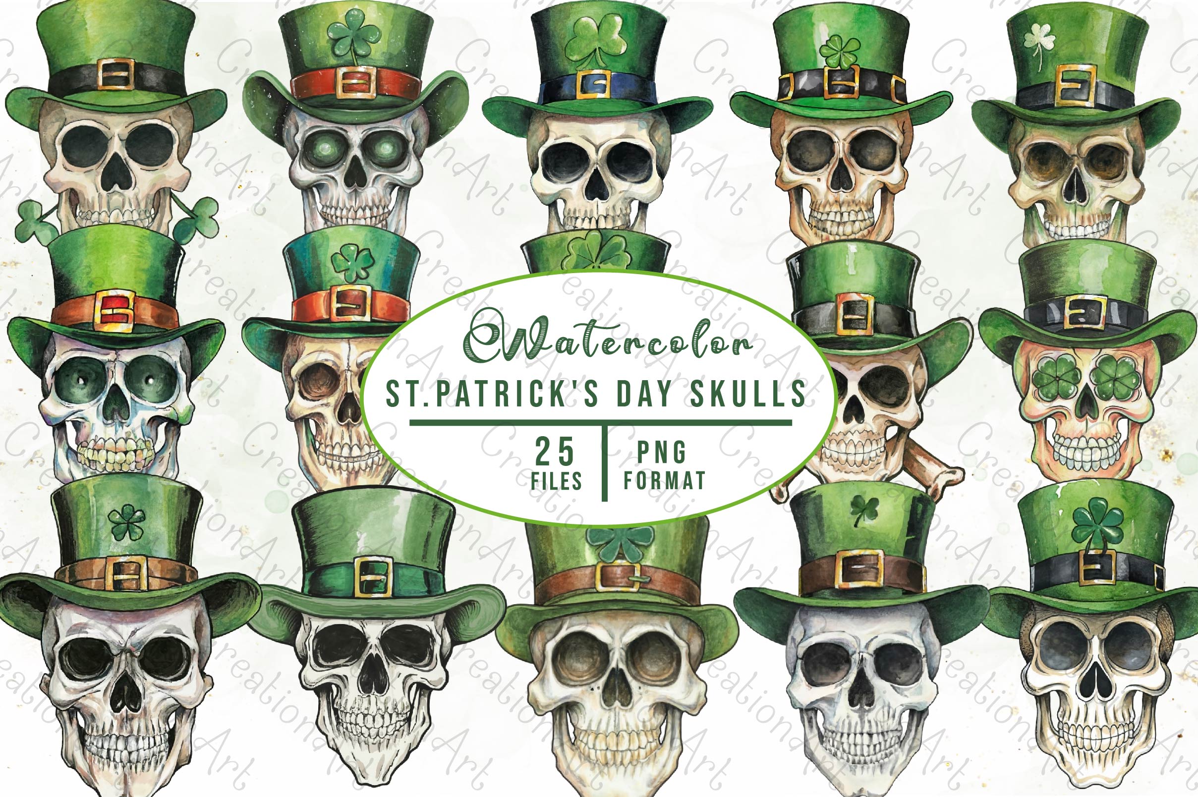St Patricks Day Skulls Clipart Bundle - CraftNest - Digital Crafting and Art