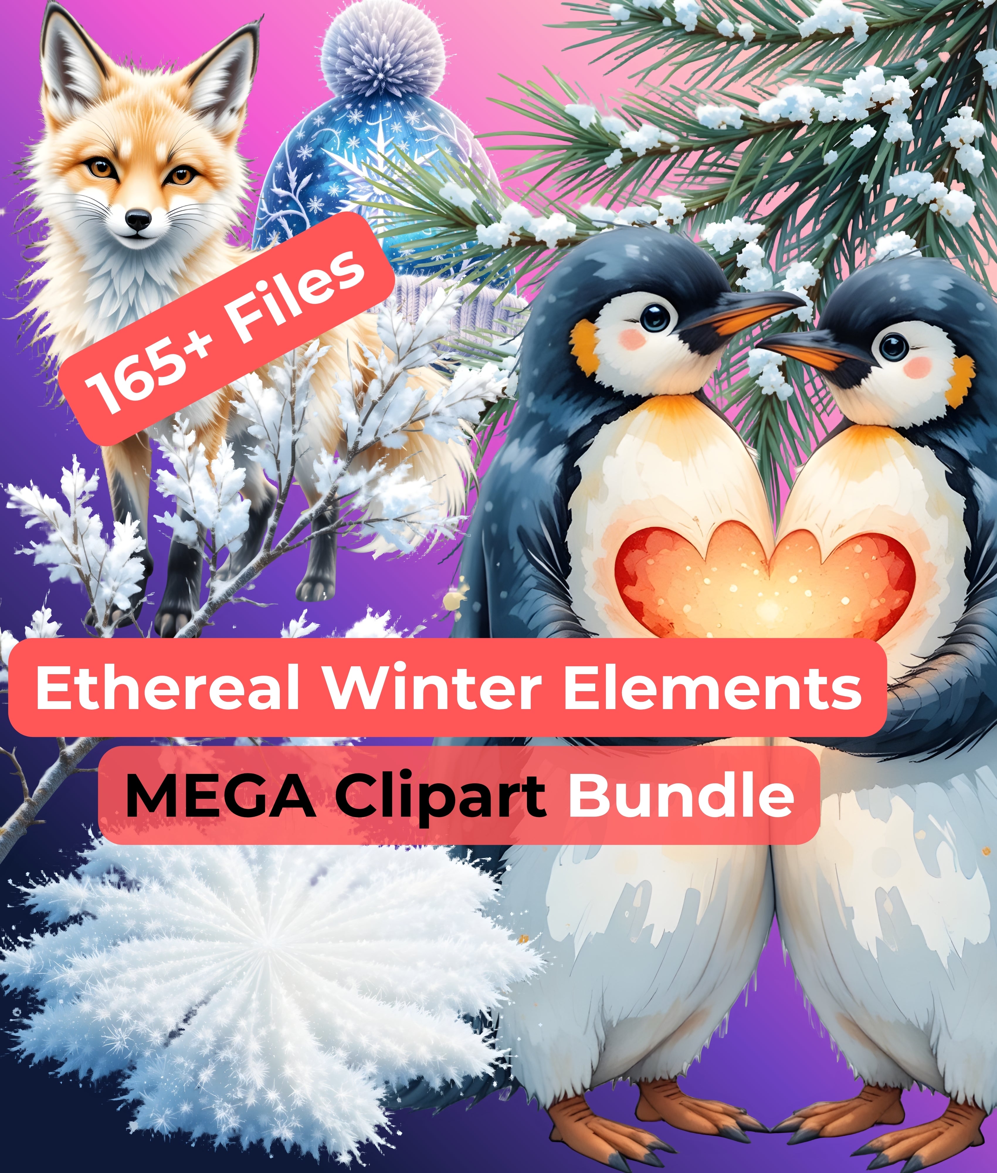 Ethereal Winter Elements Clipart Bundle