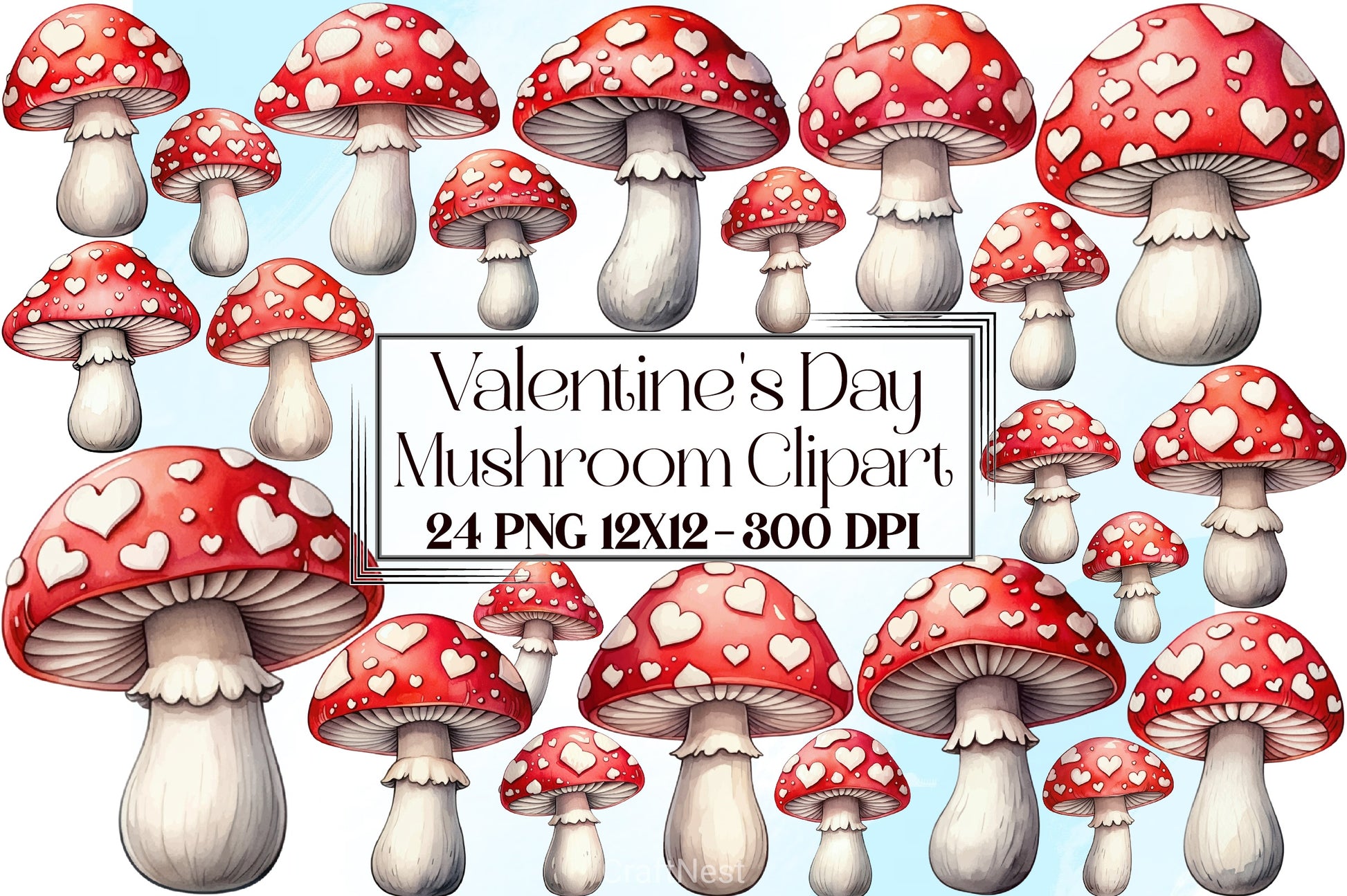 Valentine's Day Mushroom Clipart Bundle - CraftNest - Digital Crafting and Art
