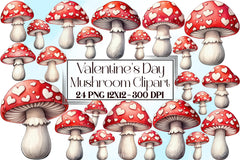 Valentine's Day Mushroom Clipart Bundle - CraftNest - Digital Crafting and Art