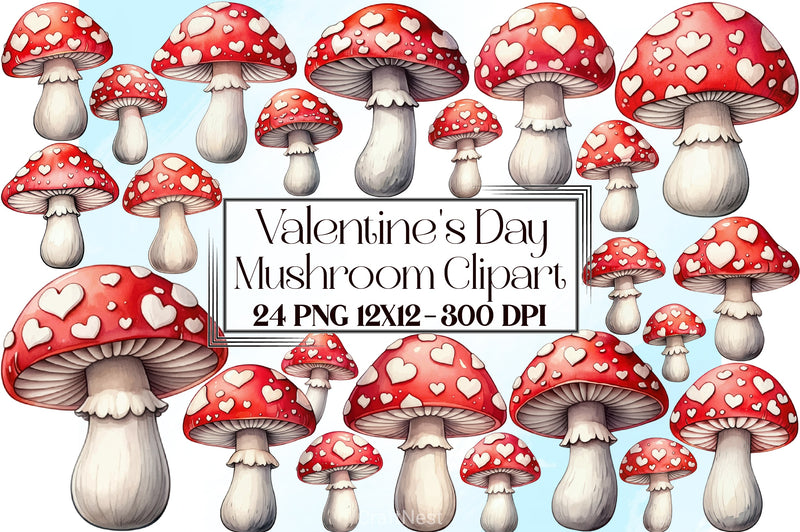 Valentine's Day Mushroom Clipart Bundle - CraftNest - Digital Crafting and Art