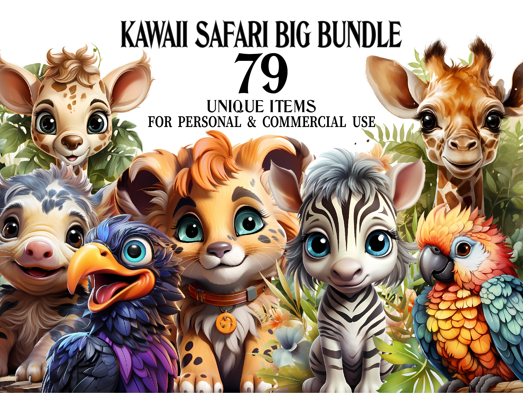 Kawaii Safari Clipart - CraftNest