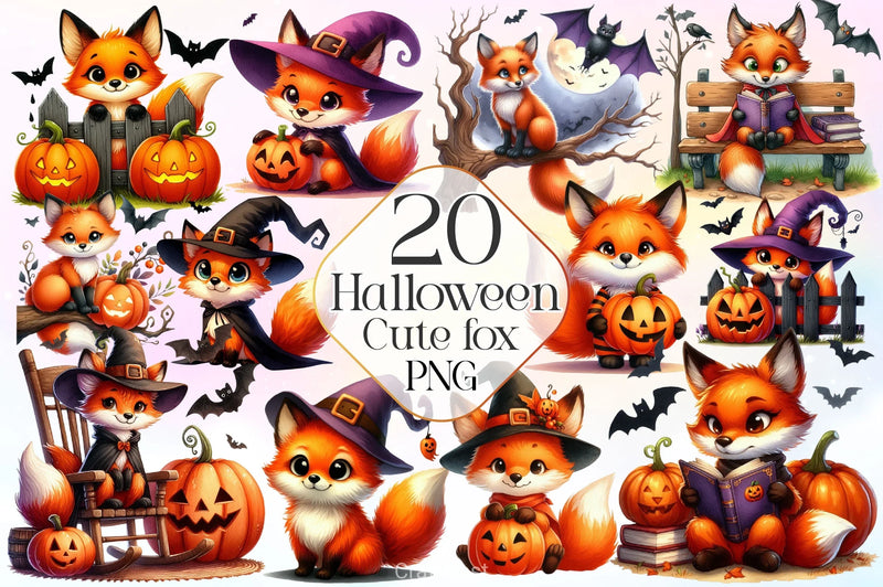 Halloween Fox Halloween Clipart Bundle - CraftNest - Digital Crafting and Art