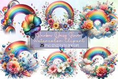 Rainbow Daisy Flower Clipart Bundle - CraftNest - Digital Crafting and Art
