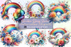 Rainbow Daisy Flower Clipart Bundle