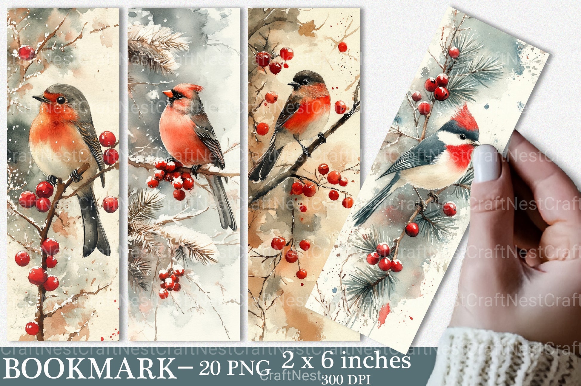 Christmas Birds Vintage Noel Bookmarks Junk Journal - CraftNest - Digital Crafting and Art