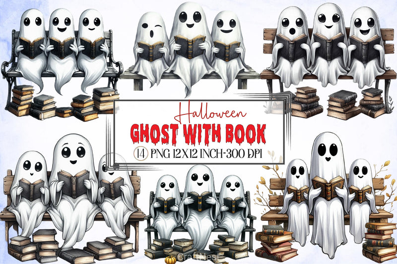 Halloween Ghost Book Clipart Bundle - CraftNest - Digital Crafting and Art