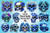 Royal Blue Floral Skulls Clipart Bundle
