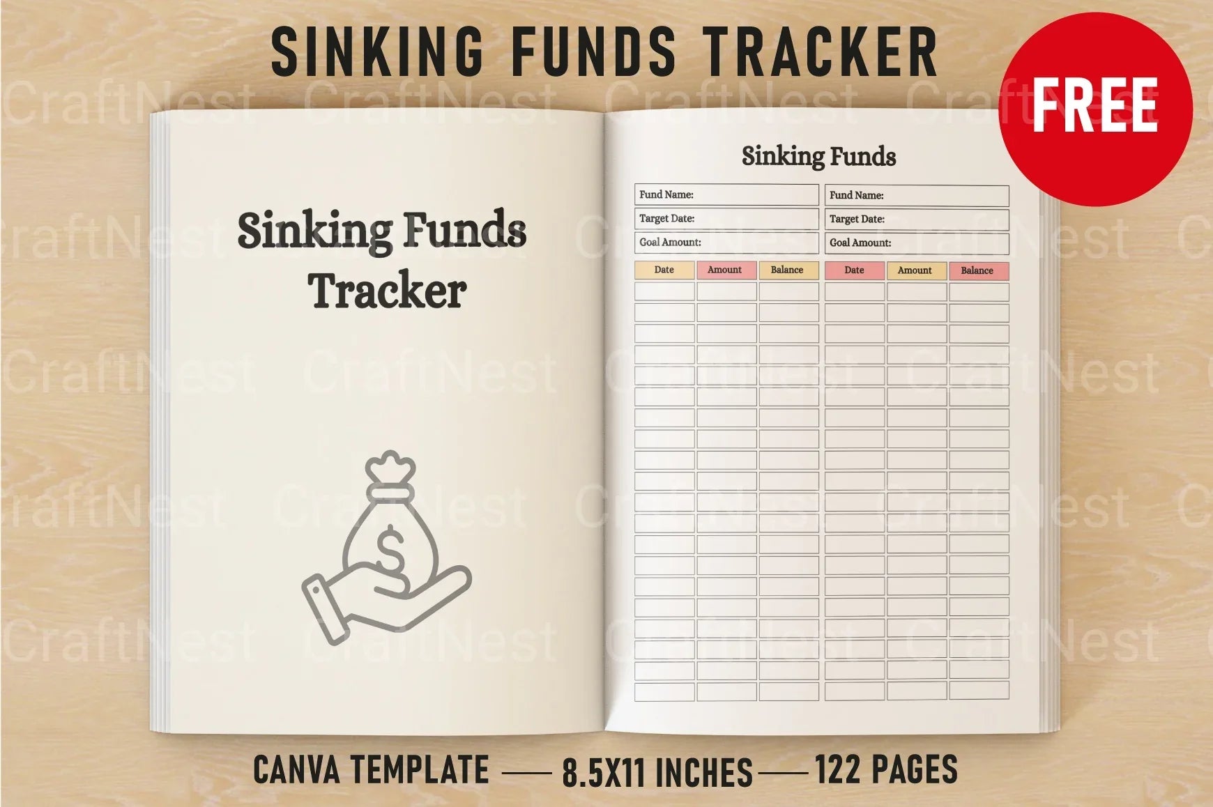 Sinking Funds Tracker Template for Budgeting - CraftNest - Digital Crafting and Art