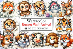 Broken Wall Animal Clipart Bundle - CraftNest - Digital Crafting and Art
