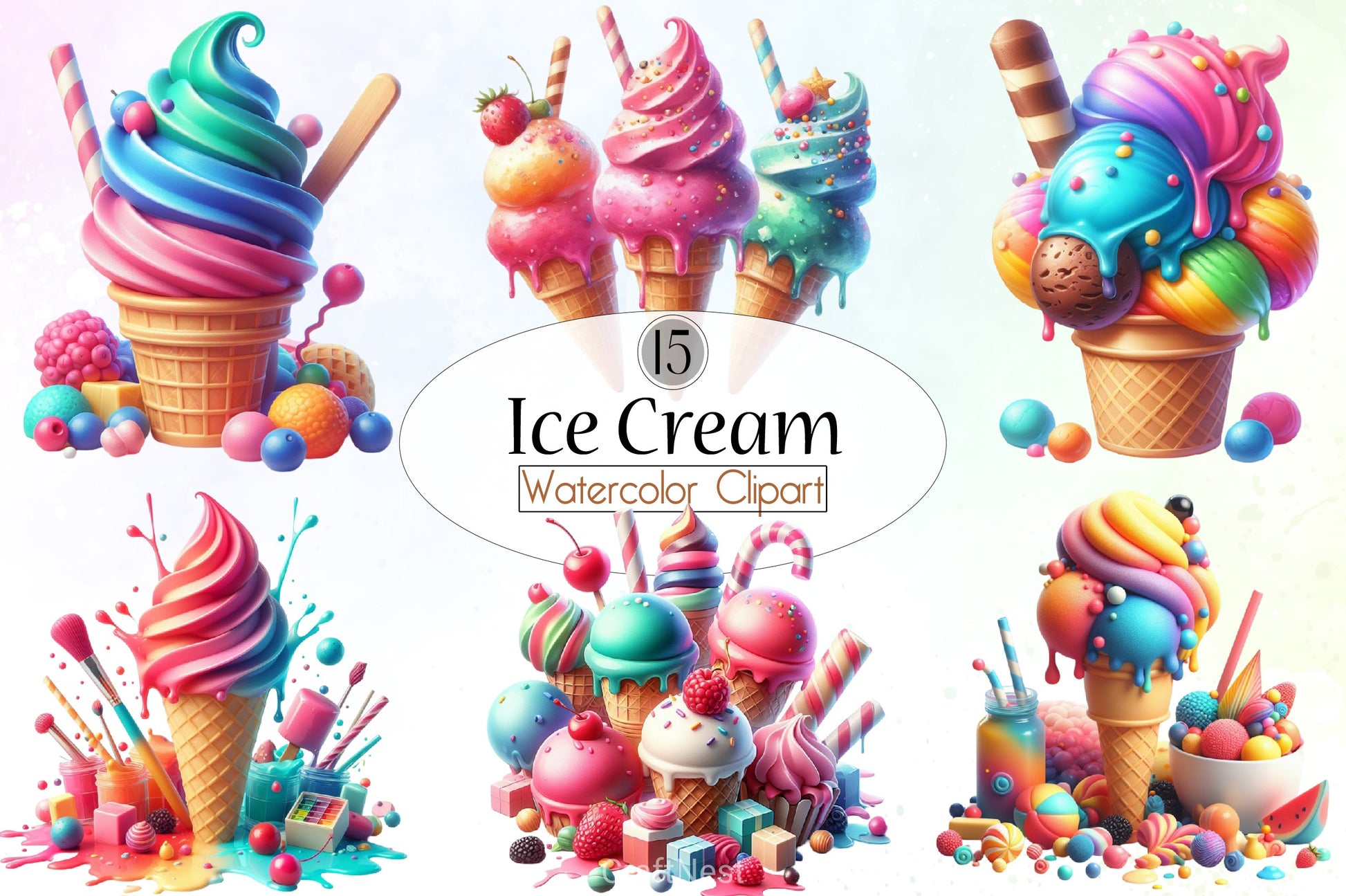 Ice Cream Clipart Bundle 2 - CraftNest - Digital Crafting and Art
