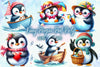 Funny Penguin In Pool Party Clipart Bundle 2
