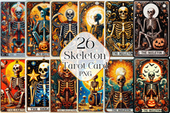Funny Skeleton Tarot Card Clipart Bundle 4 - CraftNest - Digital Crafting and Art