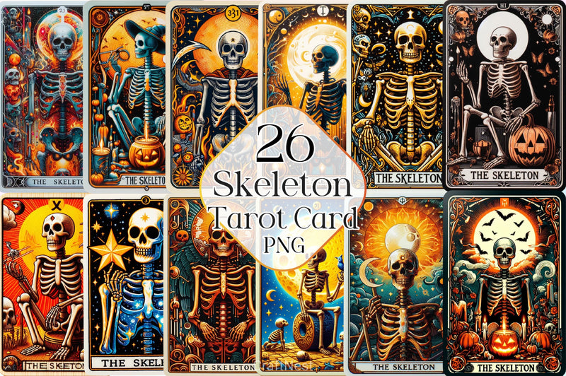 Funny Skeleton Tarot Card Clipart Bundle 4 - CraftNest - Digital Crafting and Art