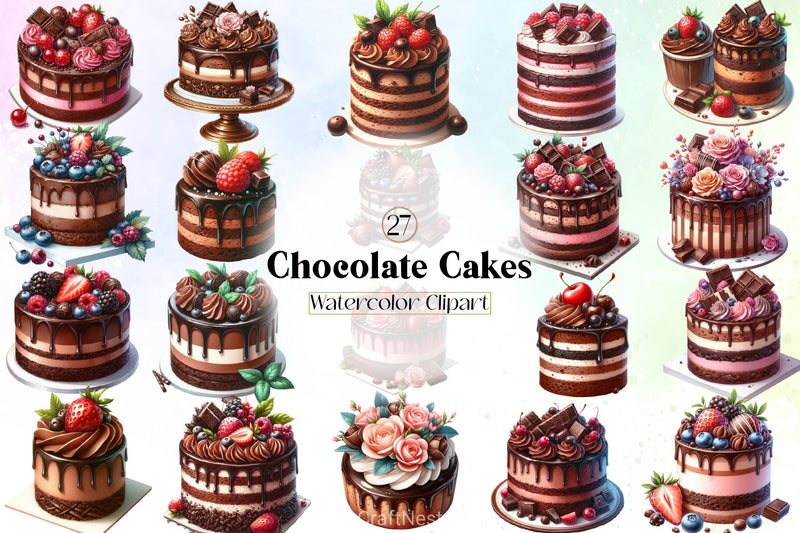 Chocolate Cakes Clipart Bundle - CraftNest - Digital Crafting and Art