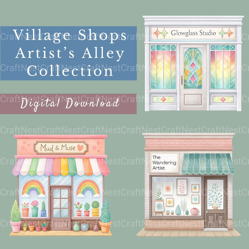 Village Shops Artist'S Alley Clipart Bundle - CraftNest - Digital Crafting and Art