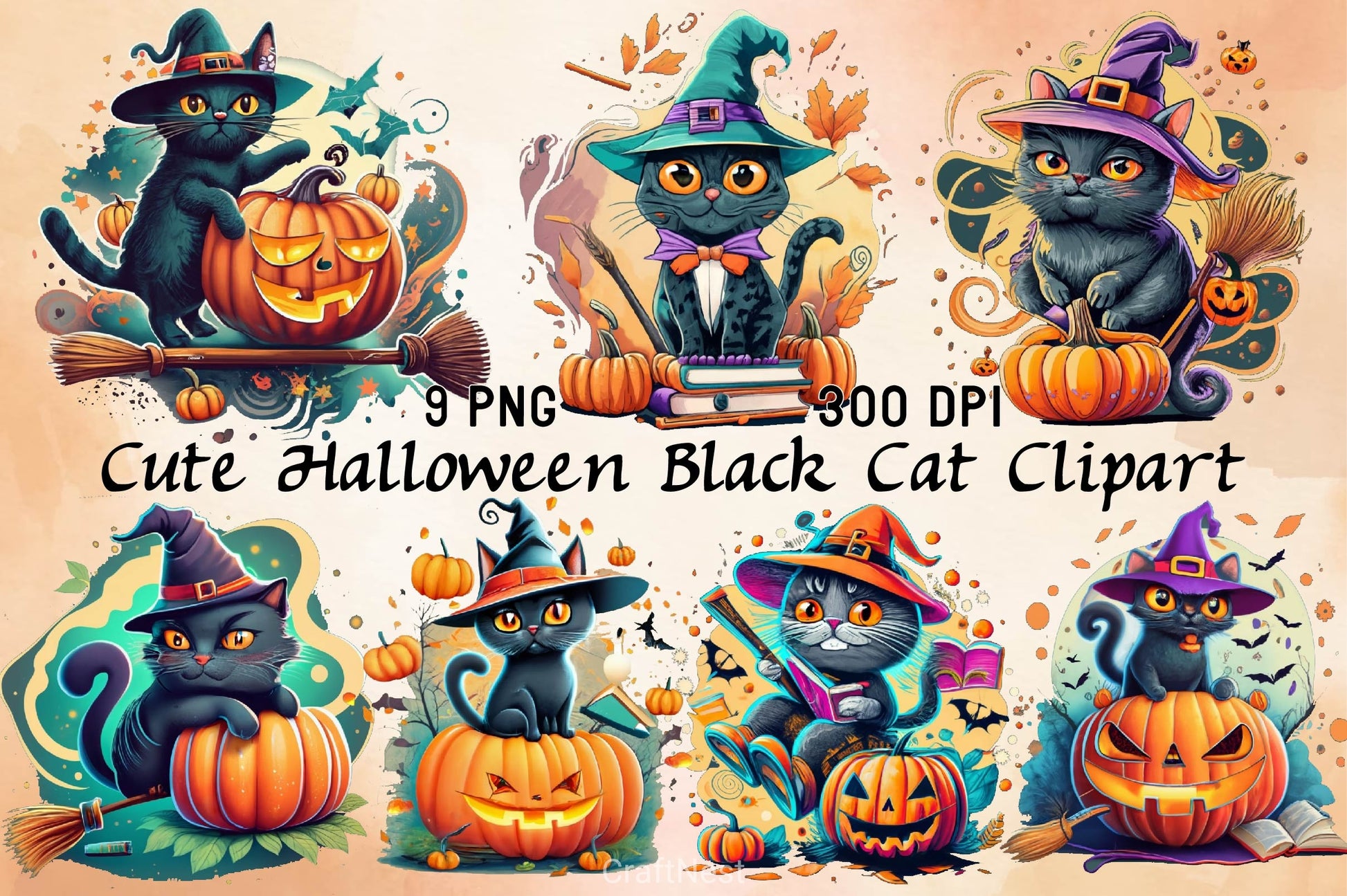 Black Cat Clipart Bundle 11 - CraftNest - Digital Crafting and Art