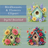 Birdhouses Flowers Clipart Bundle