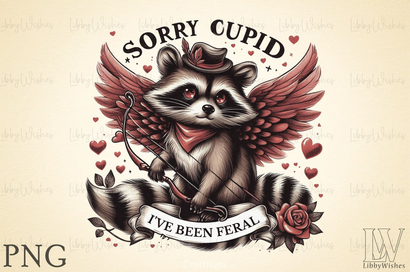 Valentine's Day Cupid Raccoon Clipart Bundle 2 - CraftNest - Digital Crafting and Art