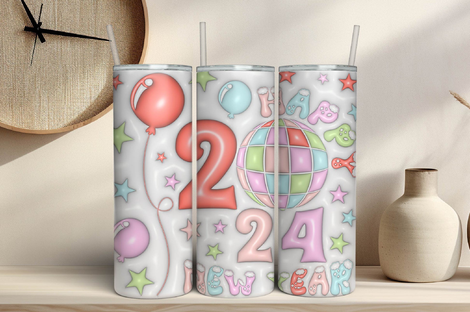 3D Inflated New Year Tumbler Bundle - CraftNest - Digital Crafting and Art