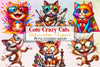 Cute Crazy Cats Clipart Bundle