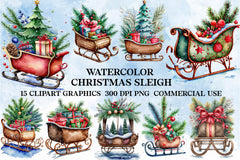 Christmas Sleigh Clipart Bundle - CraftNest - Digital Crafting and Art