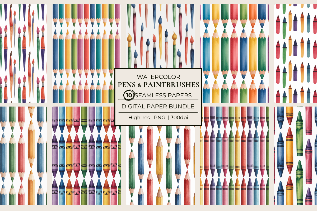 Pens & Paintbrushes & Stuff Seamless Papers