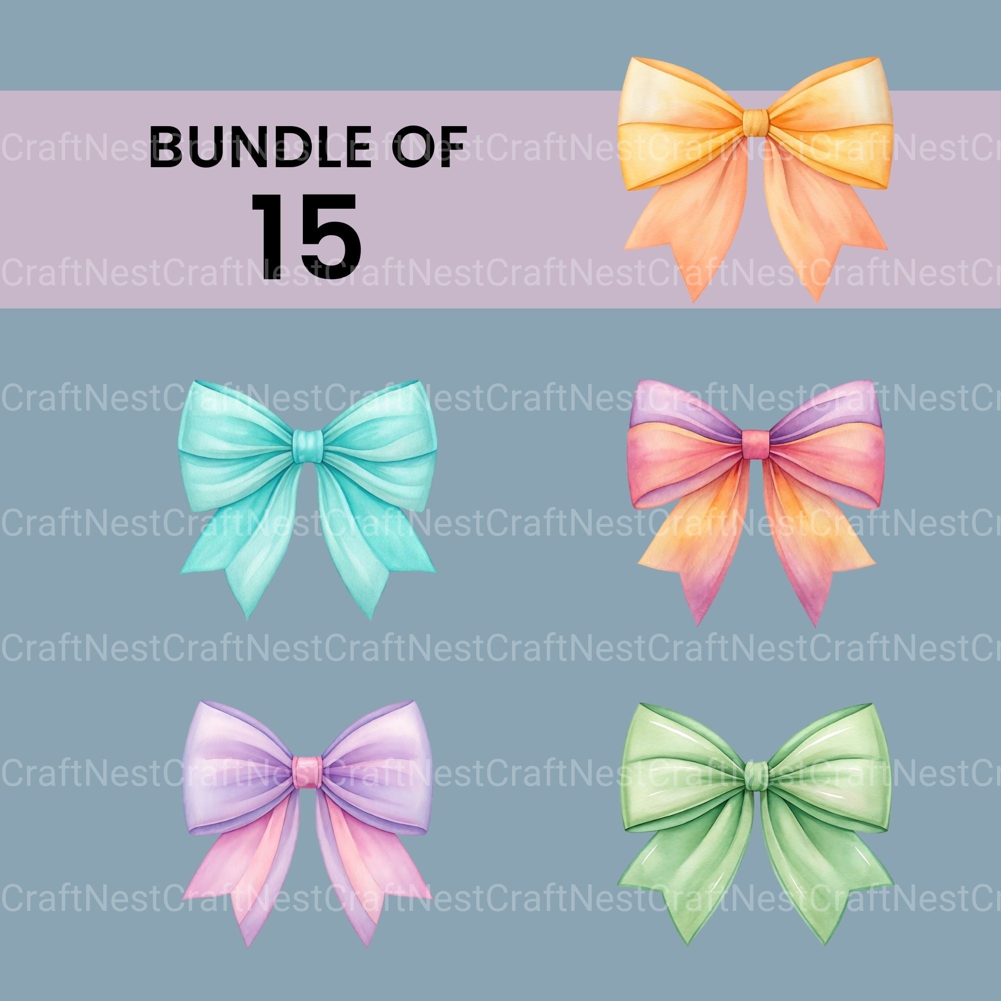 Pastel Bows Clipart Bundle - CraftNest - Digital Crafting and Art