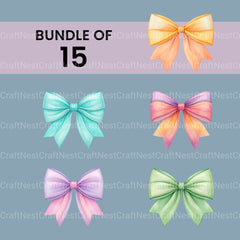 Pastel Bows Clipart Bundle - CraftNest - Digital Crafting and Art