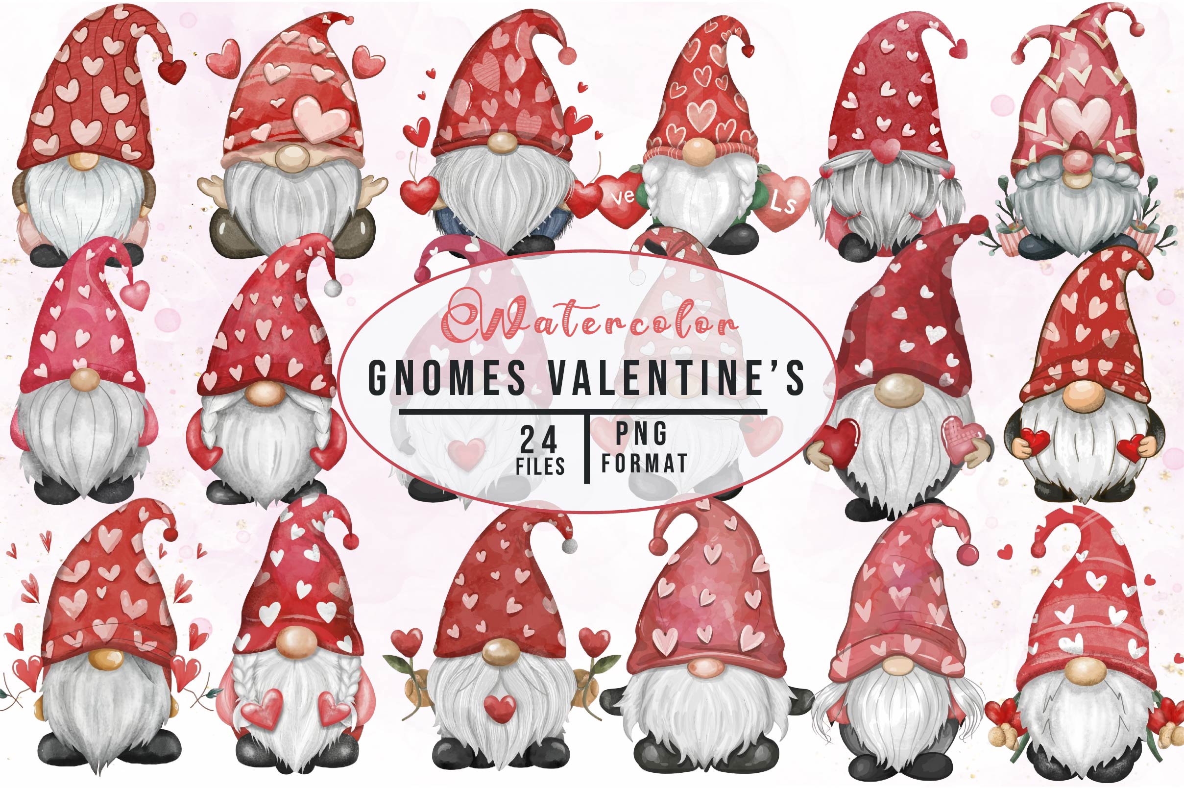 Cute Gnomes Valentine's Day Clipart Bundle - CraftNest - Digital Crafting and Art