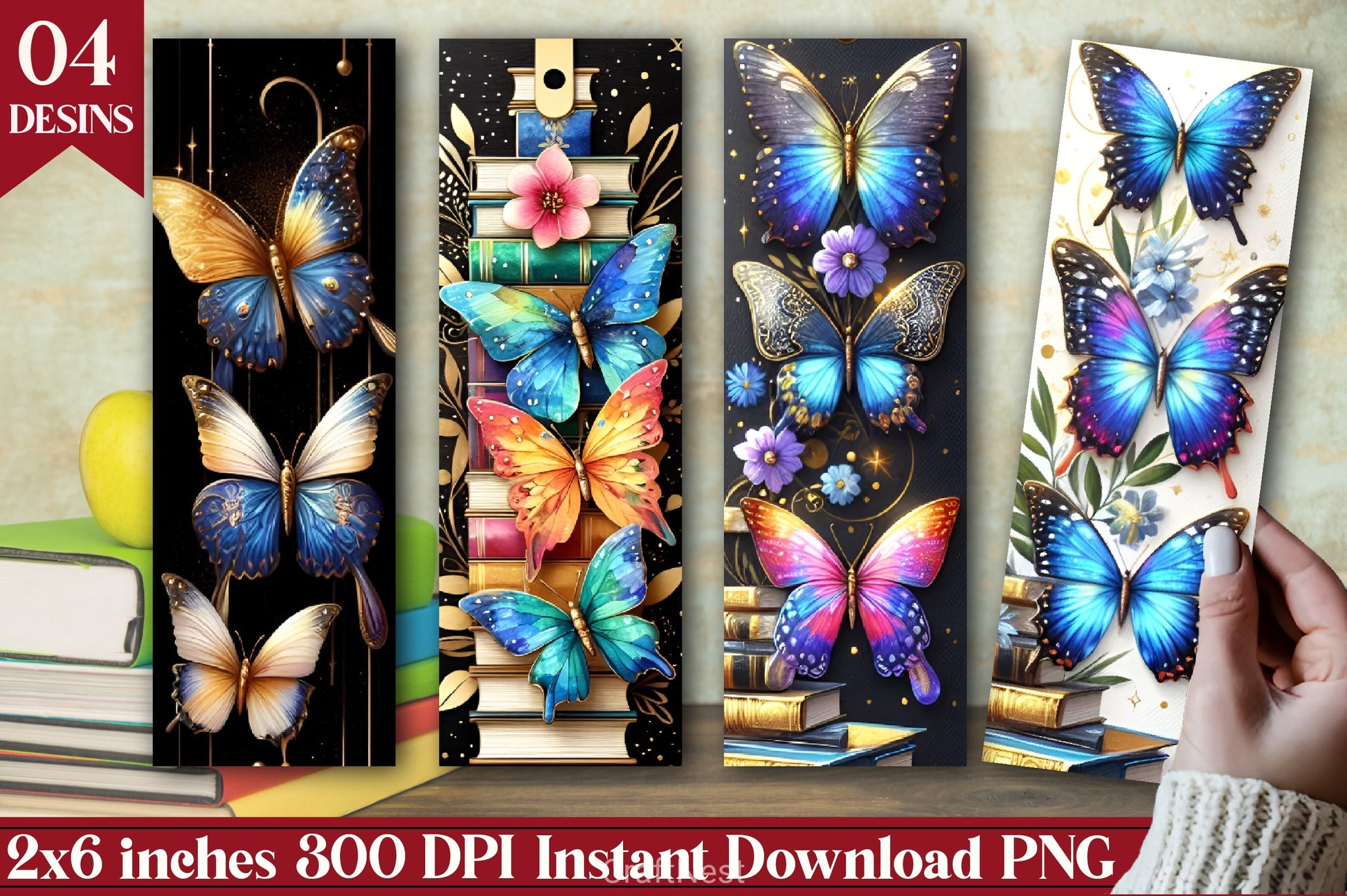 Butterfly Floral Bookmark Junk Journal 2 - CraftNest - Digital Crafting and Art