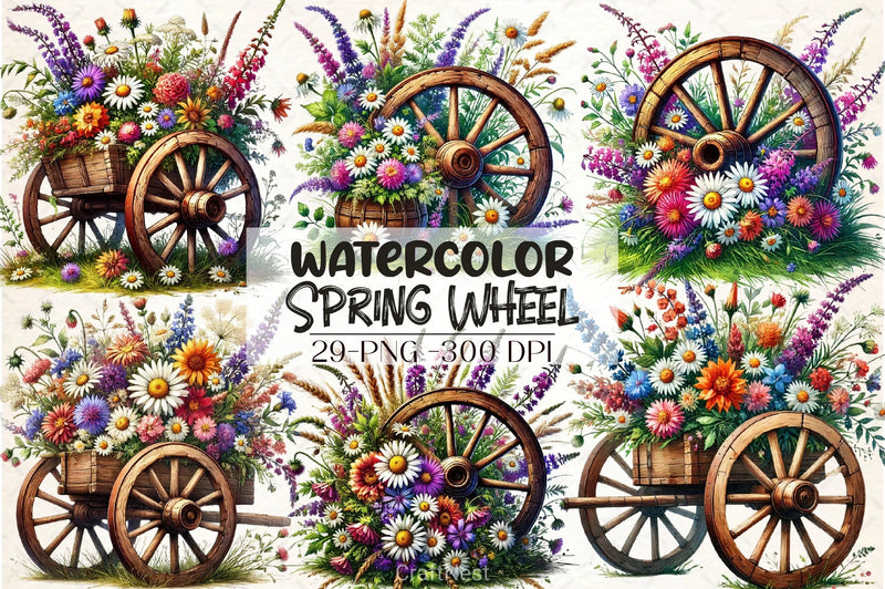 Spring Wheel Clipart Bundle - CraftNest - Digital Crafting and Art