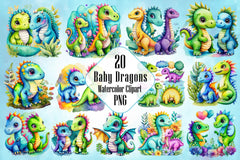 Baby Dinosaur Dragons Clipart Bundle - CraftNest - Digital Crafting and Art