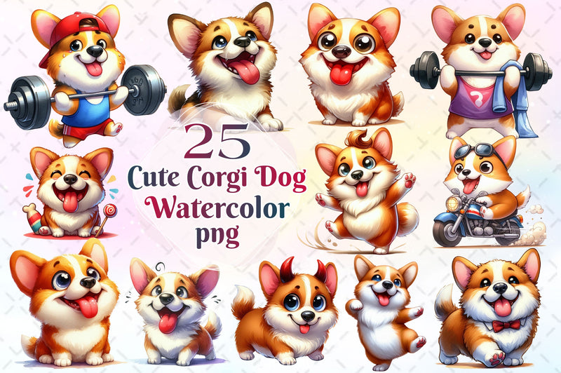 Cute Corgi Dog Funny Dog Clipart Bundle - CraftNest - Digital Crafting and Art