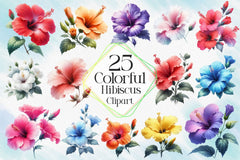 Colorful Hibiscus Clipart Bundle - CraftNest - Digital Crafting and Art