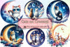Cats on Crescent Clipart Bundle