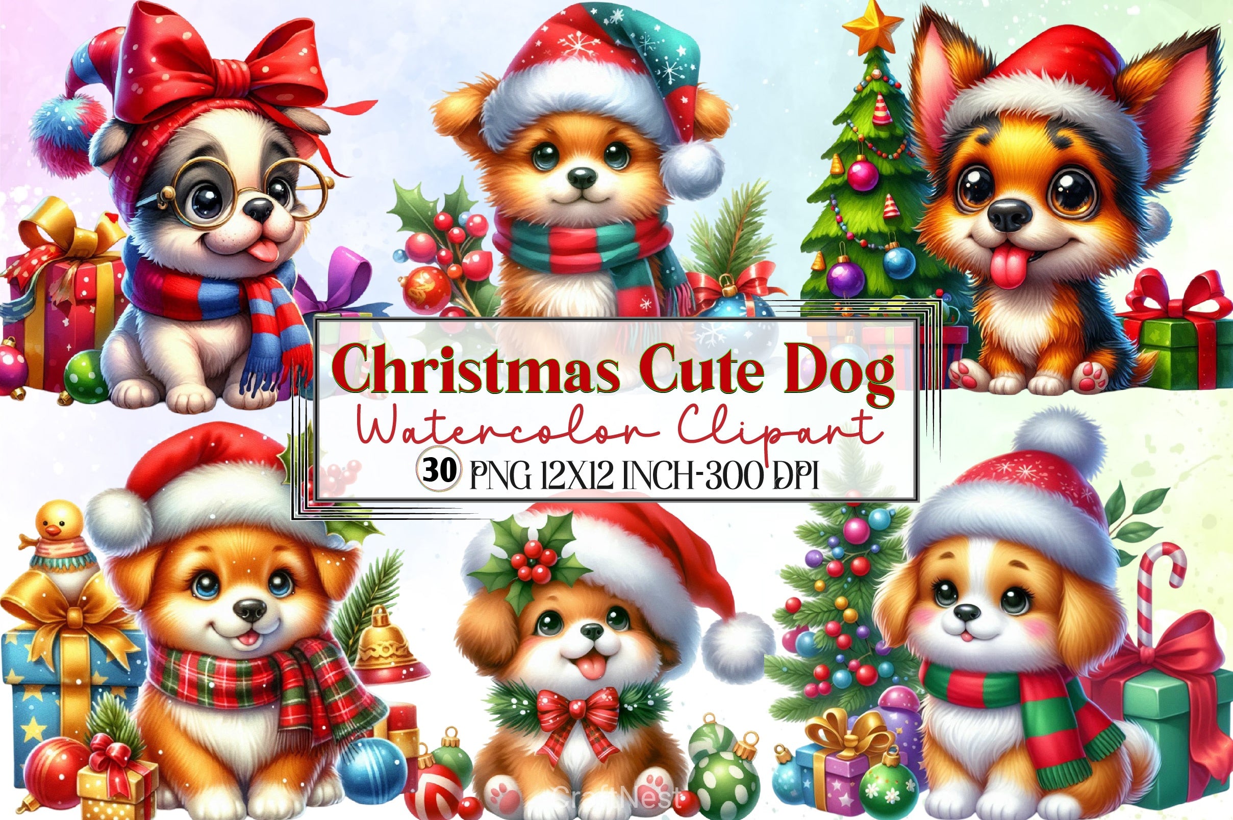 Christmas Dog Clipart Bundle 7 - CraftNest - Digital Crafting and Art