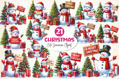 Cute Snowman Christmas Clipart Bundle - CraftNest - Digital Crafting and Art