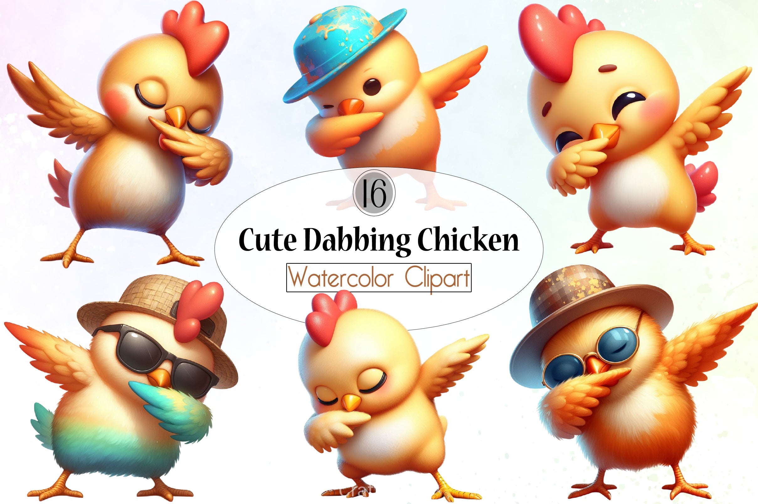 Cute Dabbing Chicken Clipart Bundle - CraftNest - Digital Crafting and Art