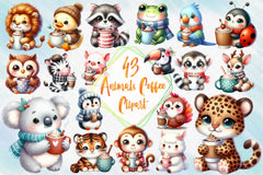 Animals With Coffee Clipart Bundle - CraftNest - Digital Crafting and Art
