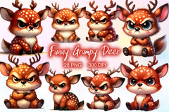 Funny Grumpy Deer Clipart Bundle - CraftNest - Digital Crafting and Art
