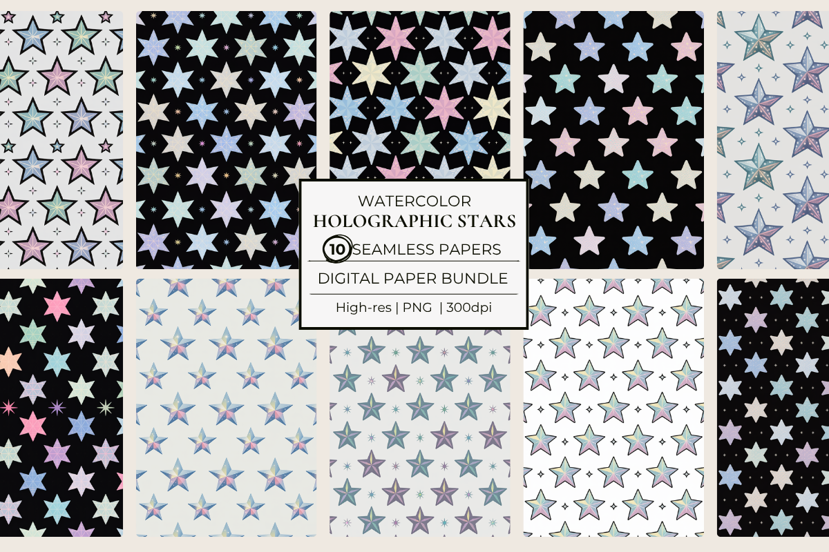 Holographic Stars Seamless Papers