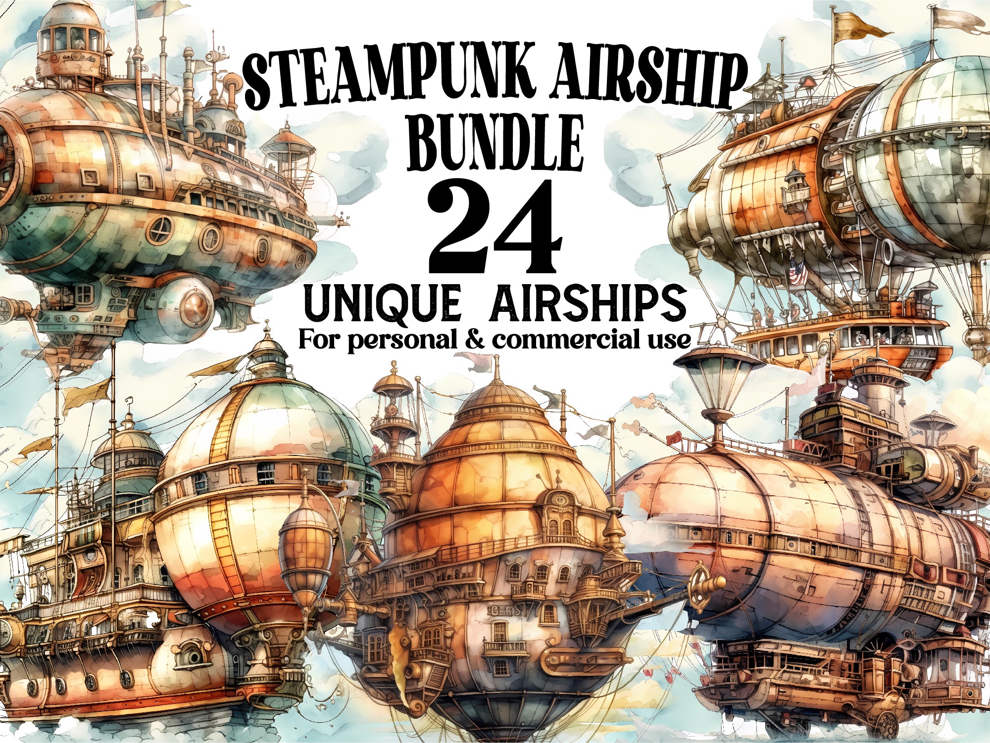 Steampunk Airship Clipart - CraftNest