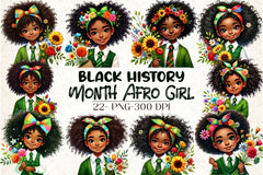 Black History Afro Girl Clipart Bundle - CraftNest - Digital Crafting and Art